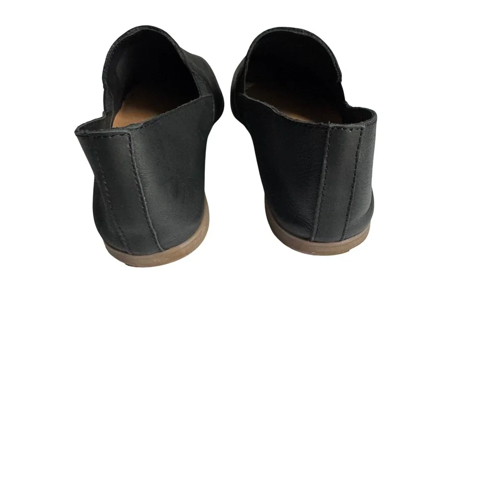 Lucky Brand Loafers Women 10 Black Charsa Leather Flat Slip On Almond Toe Shoes